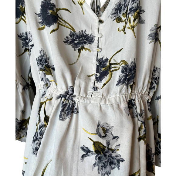 Women’s Anama White With Floral Print Maxi Dress With Bells Sleeves - Picture 6 of 12